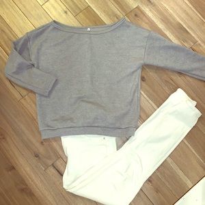 Heather gray off the shoulder sweater